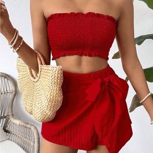 Red Women's Short Set